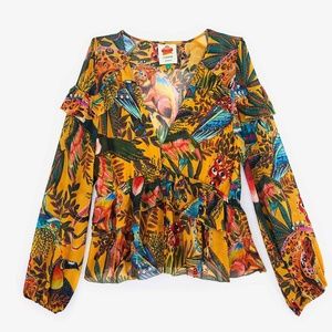 Into The Wild Long Sleeve Ruffle Top